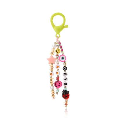 Cute Keychain Fashion Beaded Letter Keyring Colorful Cute Student School Bag Pendant Letter Keyring Pendant Back To School Gifts