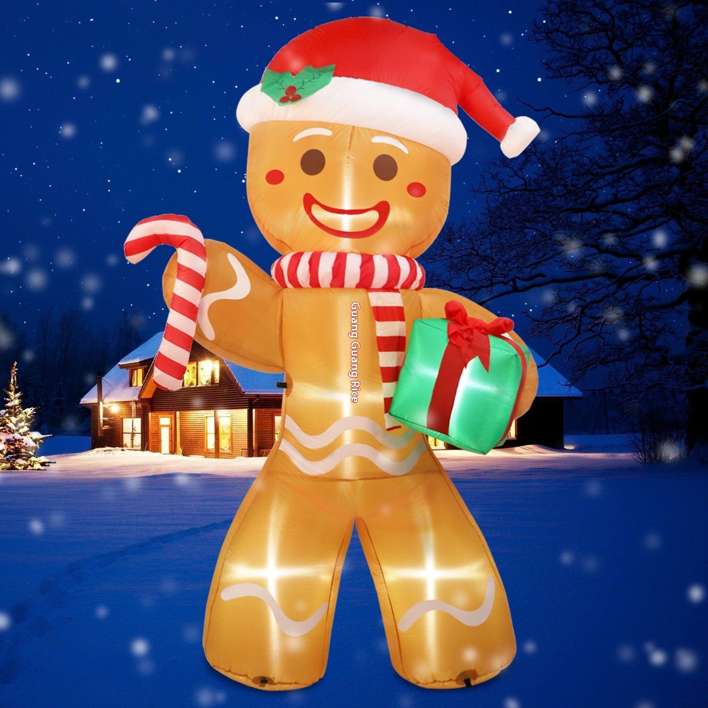 Inflatable Ginger Cake Crutch Doll Inflatable Model Luminous Christmas Atmosphere Outdoor Courtyard