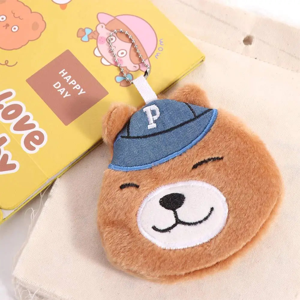 Storage Brown Bear Plush Wallet Headphone Bag Zipper Bear Plush Coin Purse Bag Pendant Portable Cartoon Animal Purse