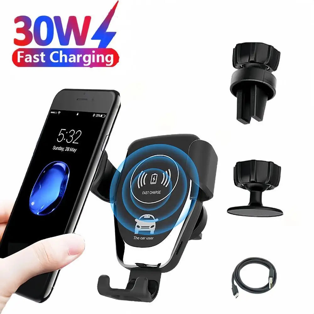 30W  Wireless Fast Charger Car Mount Air Vent Mobile Phone Holder Charging Stand Work On Smartphone