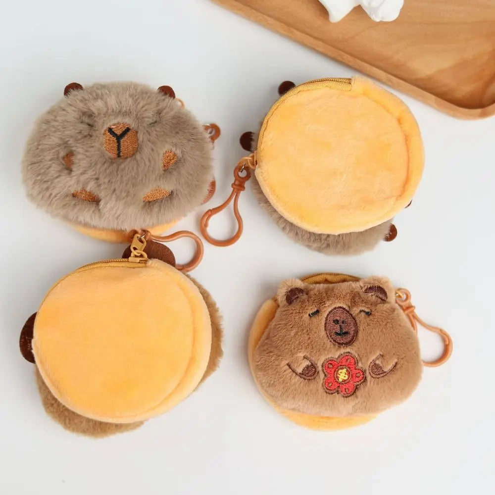 Funny Portable Capybara Plush Coin Purse Cartoon Animal Zipper Capybara Purse Bag Kawaii Mini Capybara Earphone Bag Bag Pendant