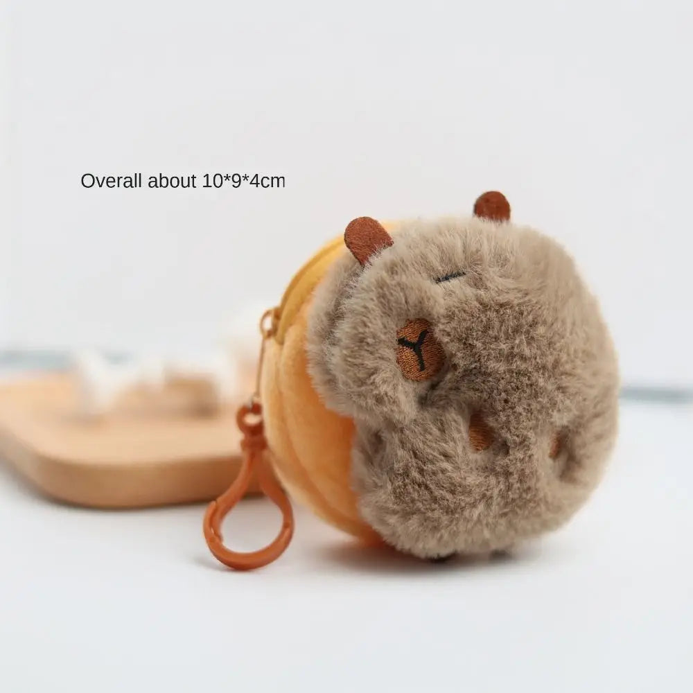 Funny Portable Capybara Plush Coin Purse Cartoon Animal Zipper Capybara Purse Bag Kawaii Mini Capybara Earphone Bag Bag Pendant