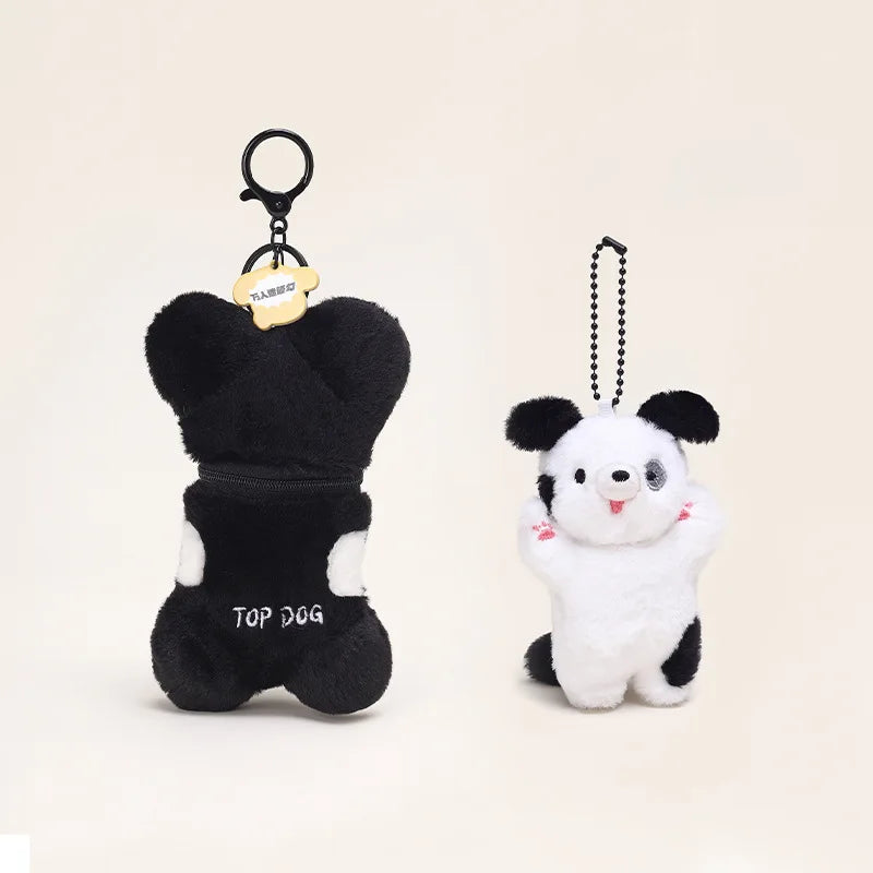 Cartoon Puppy Bone Coin Purse + Puppy Pendant 2 Pcs Set Functional Keychain Fun Kids Backpack Decoration Pendant Birthday Gift