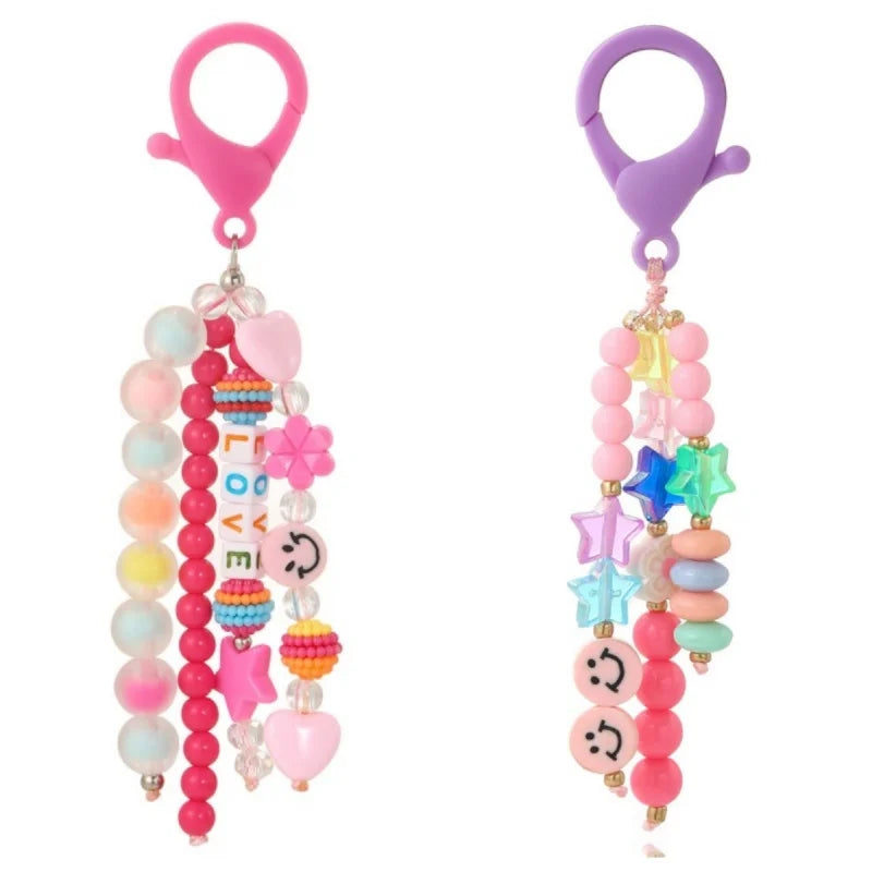 Cute Keychain Fashion Beaded Letter Keyring Colorful Cute Student School Bag Pendant Letter Keyring Pendant Back To School Gifts