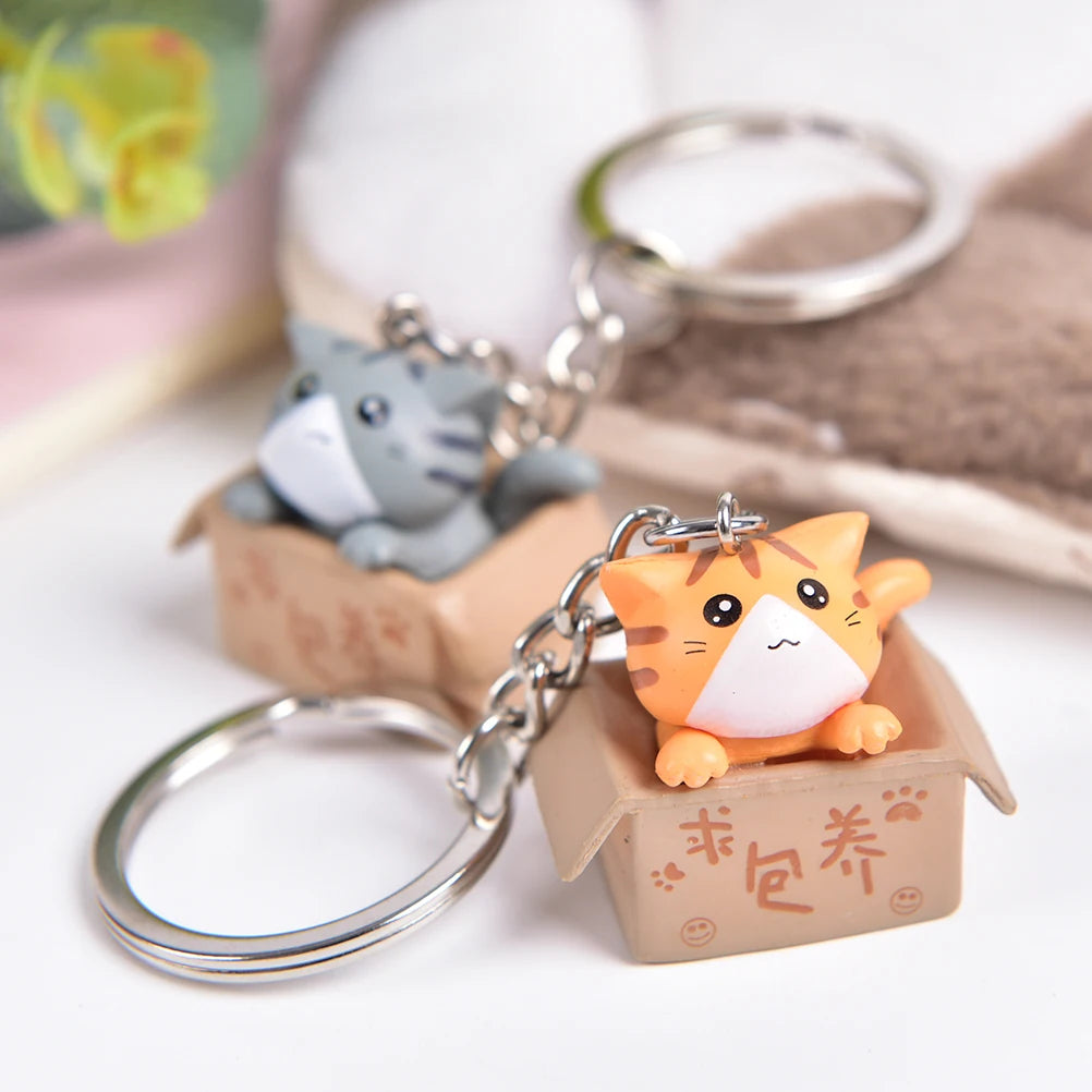 1 Pcs Lovely Cartoon Cat Key Rings Chains Pendant Ornament For Bag Car Keychain Parts