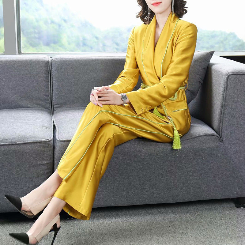 Women's Temperament Coat And Pants Two-piece Suit