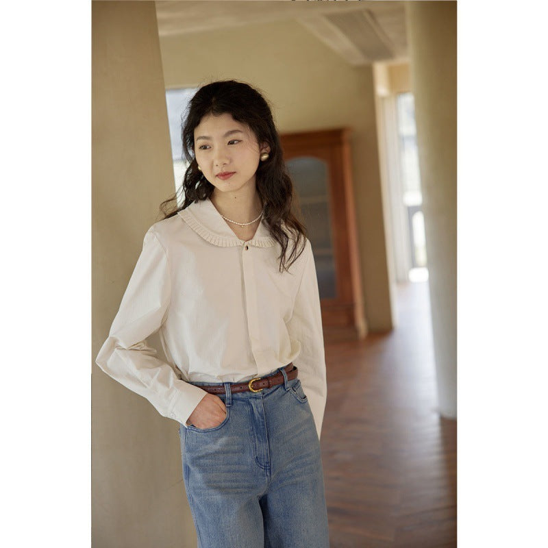 Women's Fashion Vintage Doll Collar Shirt Top