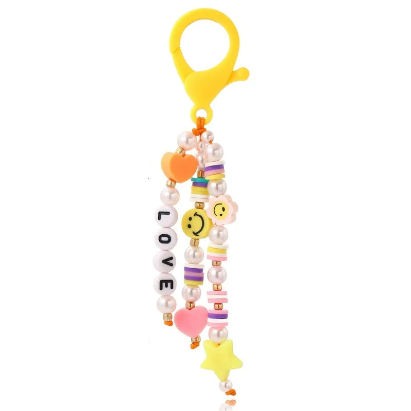 Cute Keychain Fashion Beaded Letter Keyring Colorful Cute Student School Bag Pendant Letter Keyring Pendant Back To School Gifts