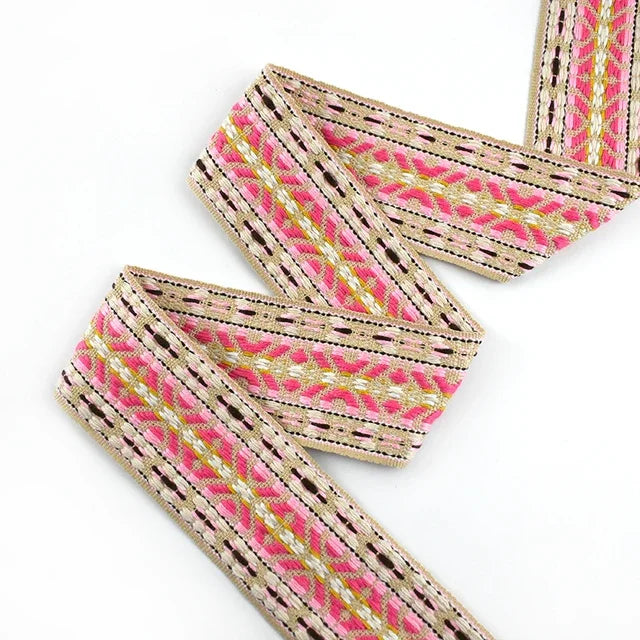 4M 50mm/1.96inches Polyester Cotton Jacquard Webbing Bag Strap Tape Clothes Sewing Bias Decoration Lace Ribbon Trims Accessories