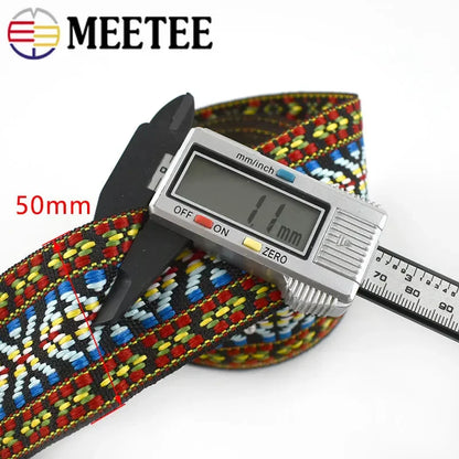 4M 50mm/1.96inches Polyester Cotton Jacquard Webbing Bag Strap Tape Clothes Sewing Bias Decoration Lace Ribbon Trims Accessories