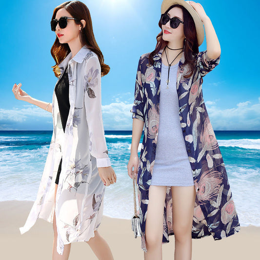 Shawl Thin Jacket Chiffon Outer Cardigan Beach UV Protection