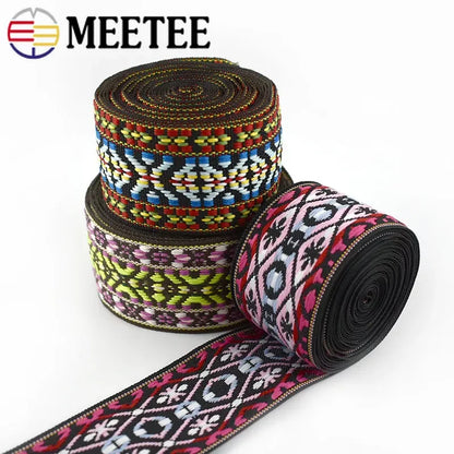 4M 50mm/1.96inches Polyester Cotton Jacquard Webbing Bag Strap Tape Clothes Sewing Bias Decoration Lace Ribbon Trims Accessories