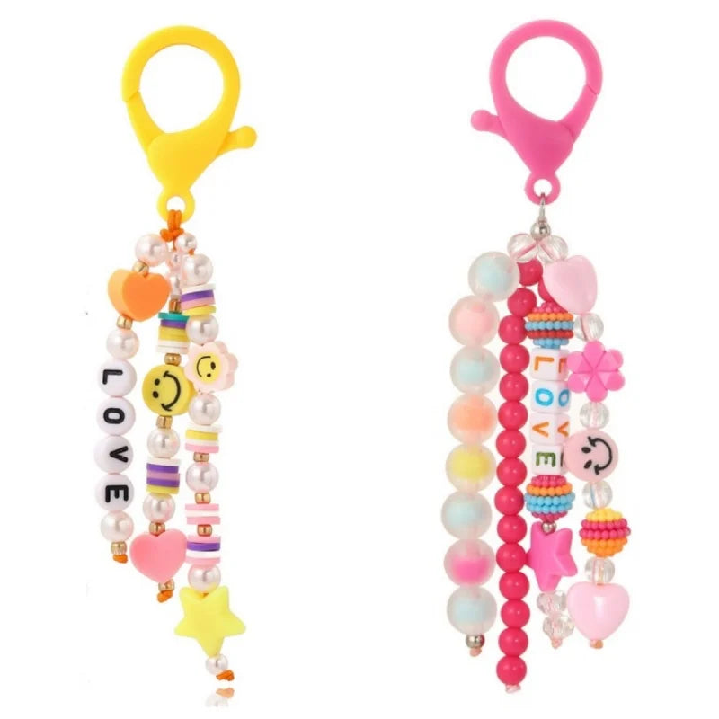 Cute Keychain Fashion Beaded Letter Keyring Colorful Cute Student School Bag Pendant Letter Keyring Pendant Back To School Gifts