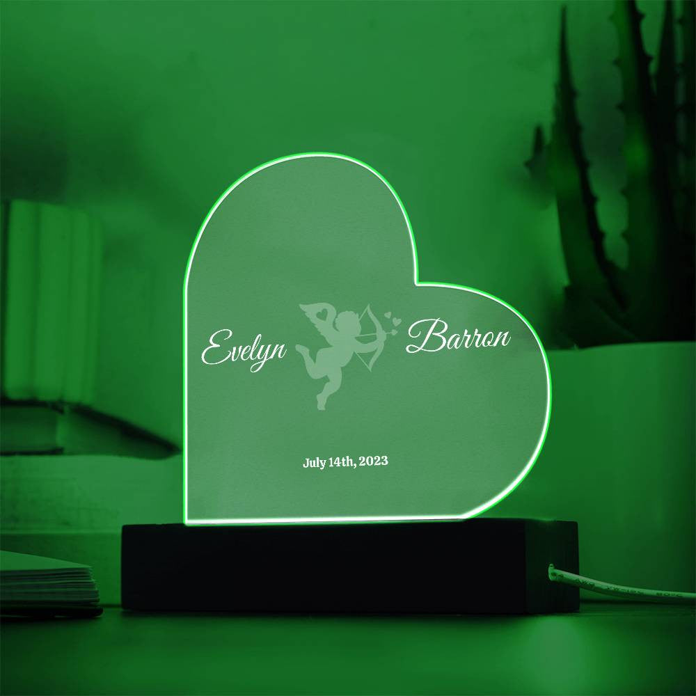 Cupid Acrylic Heart Plaque (Personalized)