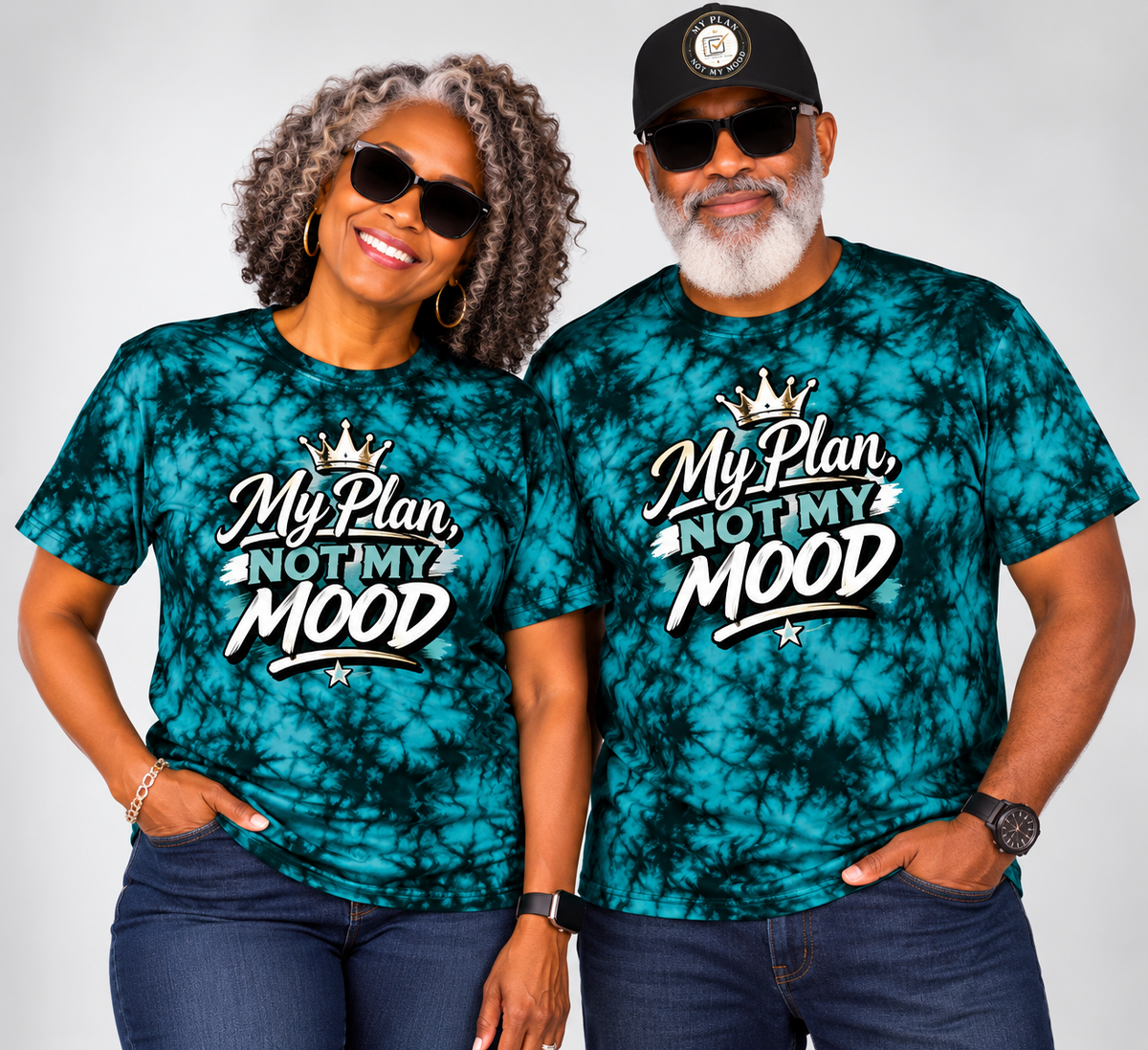 Unisex Crystal  Tie-Dye Black Teal Tee *FREE SHIPPING*