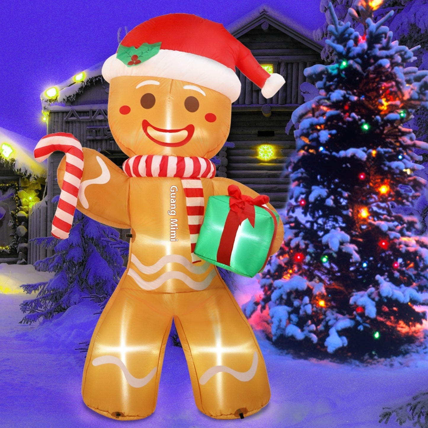 Inflatable Ginger Cake Crutch Doll Inflatable Model Luminous Christmas Atmosphere Outdoor Courtyard