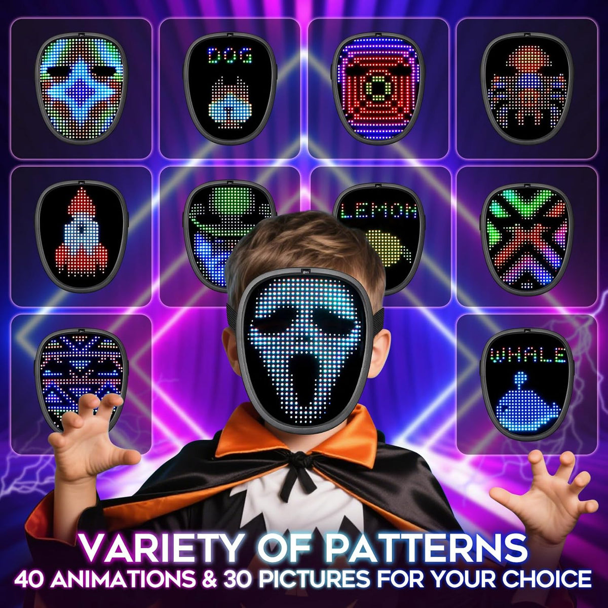 SnatchGlow!-Up Halloween Fun Mask (Kids/Teens/Young Adults)