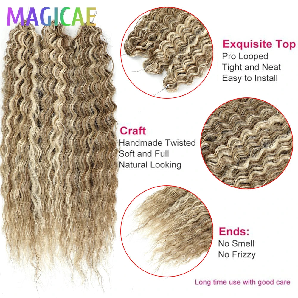 Magicae 3Pcs 300Grams 24Inches Ariel Deep Water Wave Hair (Braid or Twist)