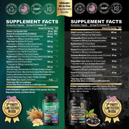 Nature's Vitality Boost Kit Bundle Sea Moss + Shilajit!