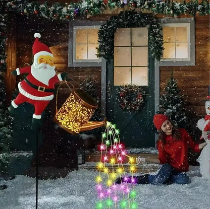 Solar Santa Kettle Garden Lights