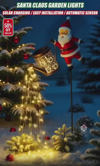 Solar Santa Kettle Garden Lights