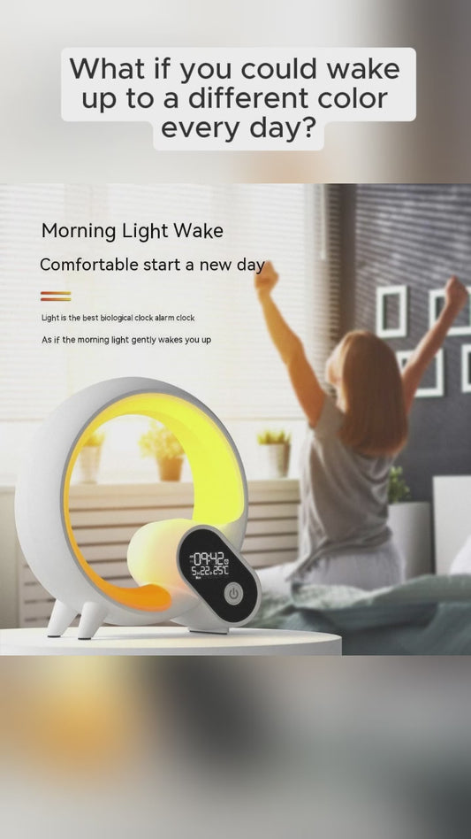 Creative Q Light Analog Sunrise Digital Display Alarm Clock Bluetooth Audio Intelligent Wake-up Q Colorful Atmosphere Light